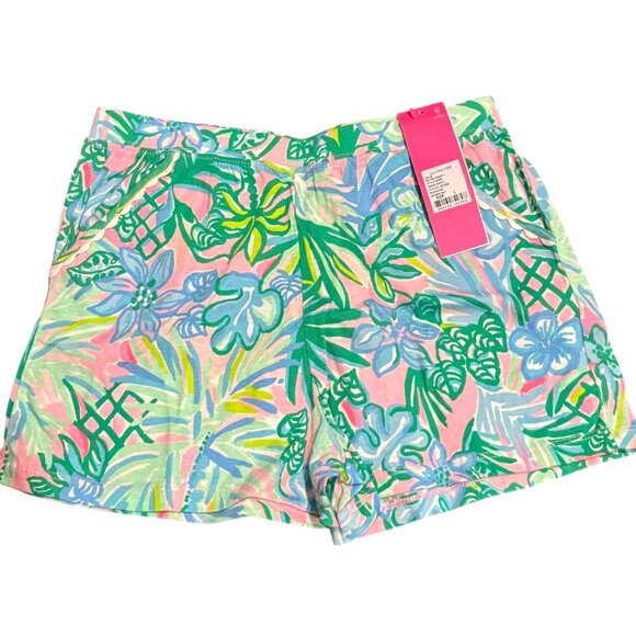 Lilly Pulitzer Girls Jenesis Shorts L Pelican Pink Coconut Row Print NWT - Picture 1 of 2